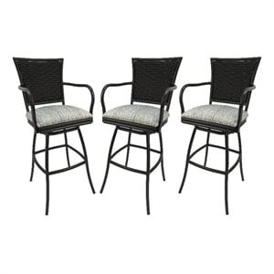 Set of 3 - Outdoor Indoor Counter 26&quot Bar Stool - Erin on Black Frame