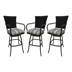 Set of 3 - Outdoor Indoor Extra Tall 34&quot Bar Stool - Erin on Black Frame