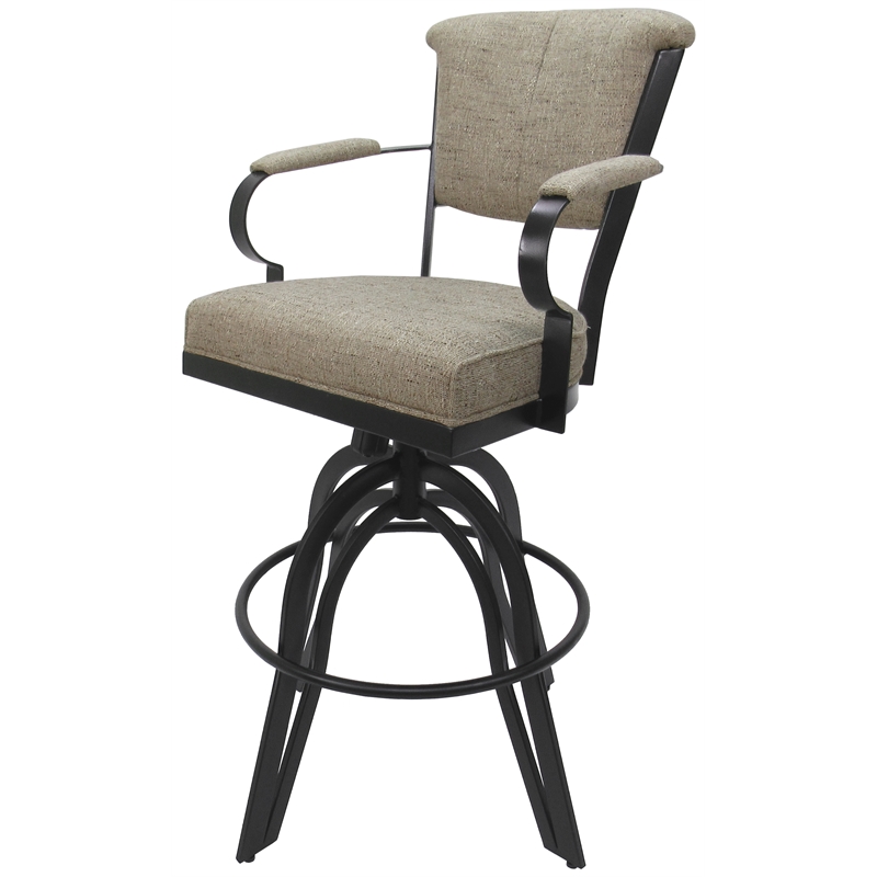 Miami 30" Metal Bar Stool on A Base Hemsath Driftwood Grey Cymax