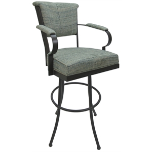 Miami Extra Tall 34&quot Metal Bar Stool on Noam Base - Watusi Aquatint - Grey