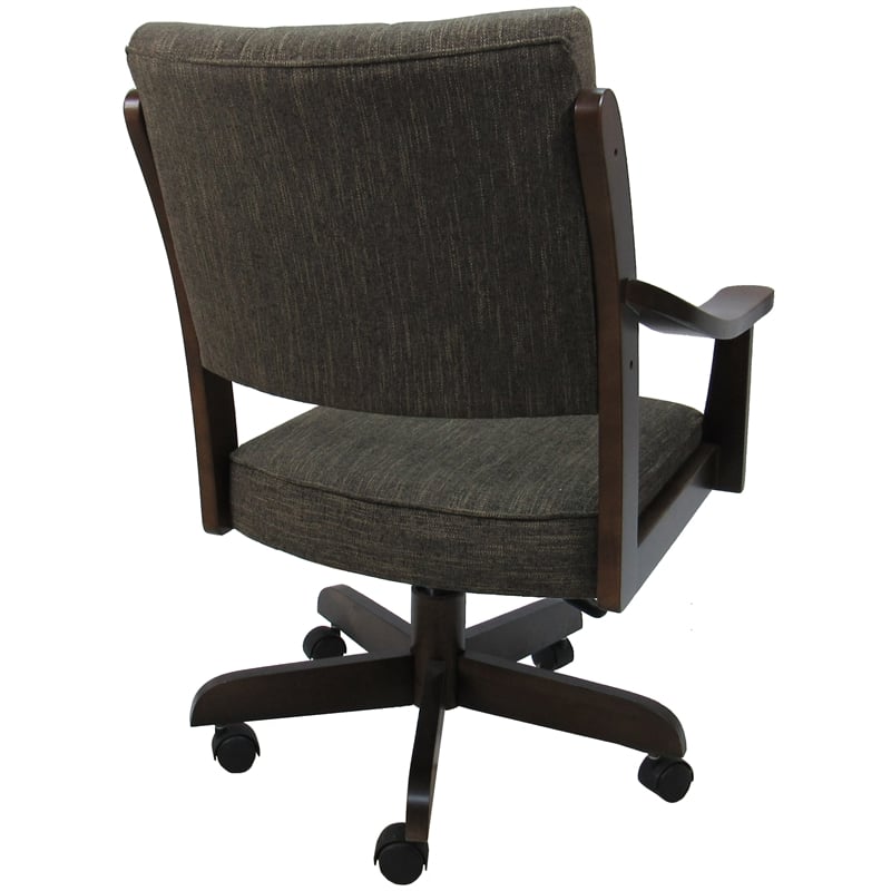 Casa Caster Solid Wood Dining Chair - Sanora Brown Fabric - Brown Honey