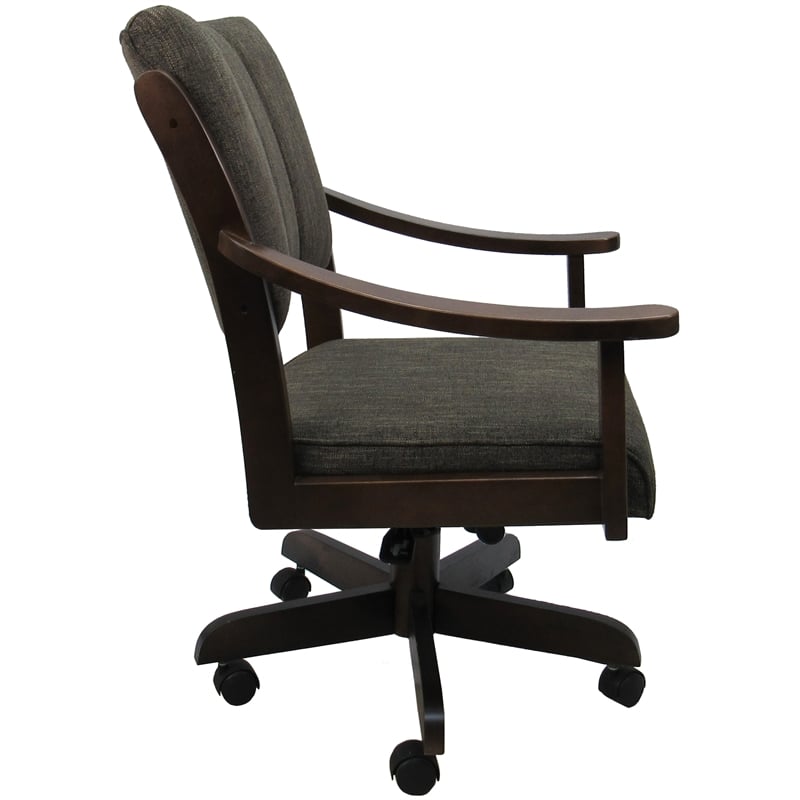 Casa Caster Solid Wood Dining Chair - Sanora Brown Fabric - Brown Honey