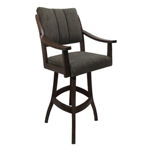 Casa Counter 26&quot Solid Wood Bar Stool - Sanora Brown Fabric - Brown Honey