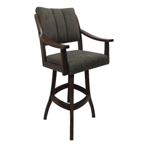 Casa 30&quot Solid Swivel Wood Bar Stool - Sanora Brown Fabric - Brown Honey