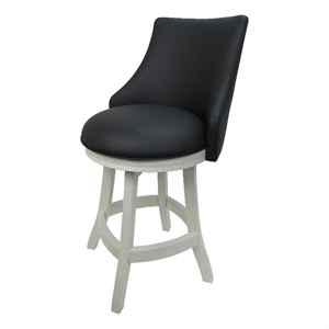 Swivel Wood Bar Stool Counter 26&quot - Black Vinyl - White