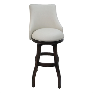 Swivel Wood Bar Stool Extra Tall 34&quot - Bellissima - Ocean Beige Vinyl - D-Walnut