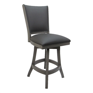 Extra Tall 34&quot Swivel Wood Bar Stool without Arms - Coco Grey Vinyl on Grey