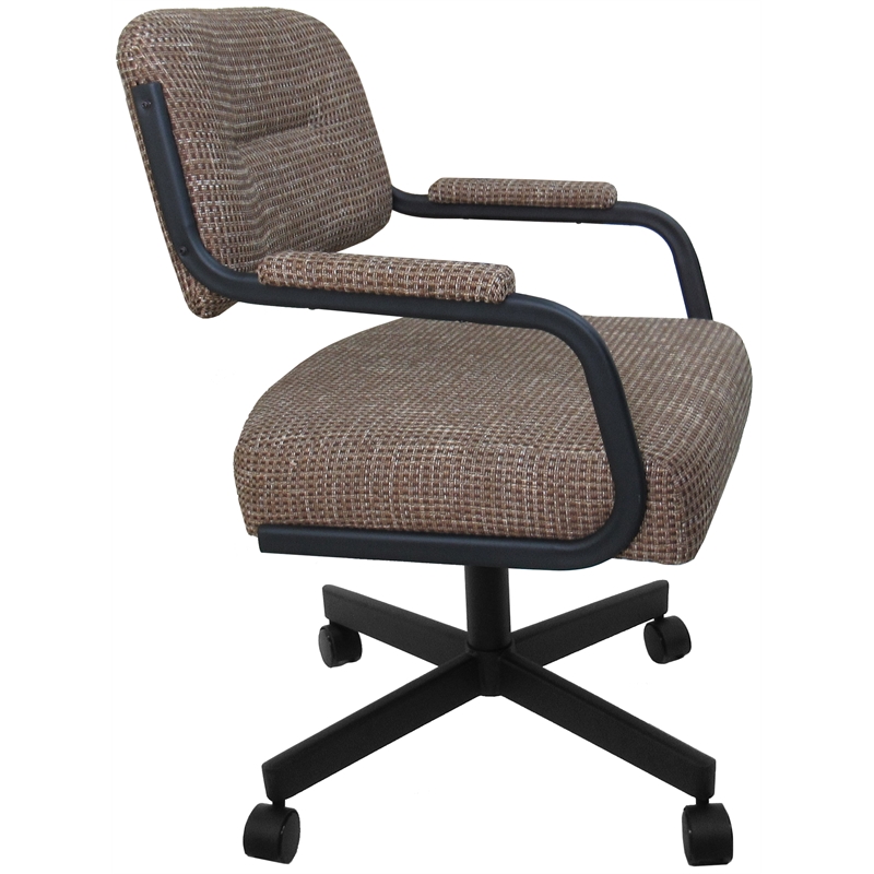 Swivel Metal Caster Dining Chair M-110 - Checkered - Grey