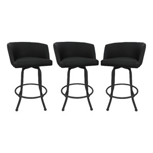 Swivel Counter Metal Bar Stool 26&quot - Joey - Black - Grey