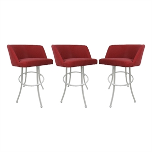 Tobias Designs Joey 26&quot Vinyl Swivel Counter Metal Bar Stool in Ruby/White