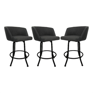 Tobias Designs Swivel Extra Tall Vinyl & Metal Bar Stool Charcoal/Gray Set of 3