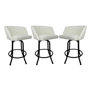 Tobias Designs Swivel Extra Tall Vinyl & Metal Bar Stool Black/White Set of 3