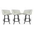 Tobias Designs Swivel Extra Tall Vinyl & Metal Bar Stool Black/White Set of 3