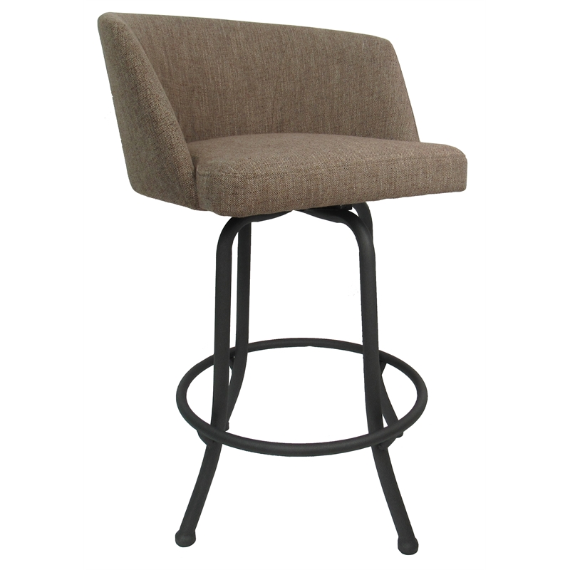 Tobias Designs Swivel Extra Tall Fabric Metal Bar Stool Beige