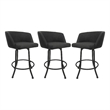 Tobias Designs Swivel Extra Tall Vinyl & Metal Bar Stool Charcoal/White Set of 3