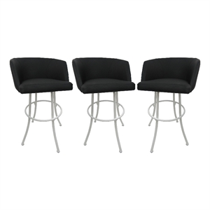 Tobias Designs Swivel Extra Tall Vinyl & Metal Bar Stool Black/White Set of 3