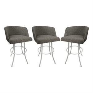 Tobias Designs Swivel Extra Tall Fabric & Metal Bar Stool White/Gray Set of 3