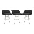 Tobias Designs Swivel Extra Tall Vinyl & Metal Bar Stool Black/Charcoal Set of 3