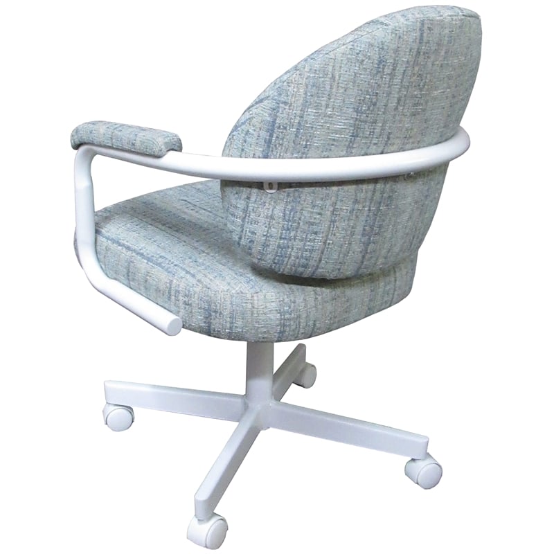 Swivel Metal Caster Dining Chair M-70 - Watusi Aquatint - White
