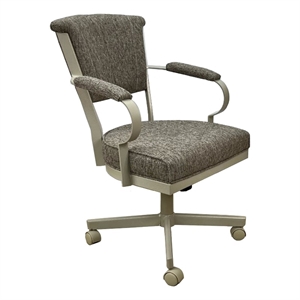 Tobias Designs Swivel Fabric/Metal Caster Dining Chair in Driftwood/Beige