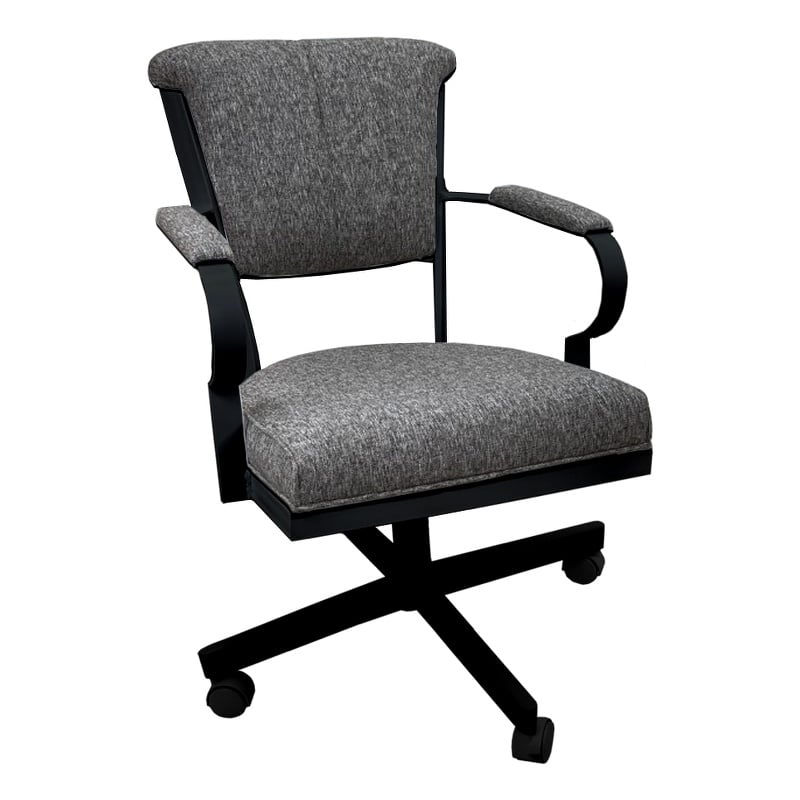 Tobias Designs Swivel Fabric & Metal Caster Dining Chair Miami in Gray/Black