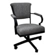 Tobias Designs Swivel Fabric & Metal Caster Dining Chair Miami in Gray/Black