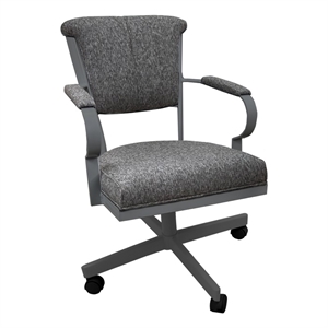 Tobias Designs Swivel Fabric & Metal Caster Dining Chair Miami in Gray