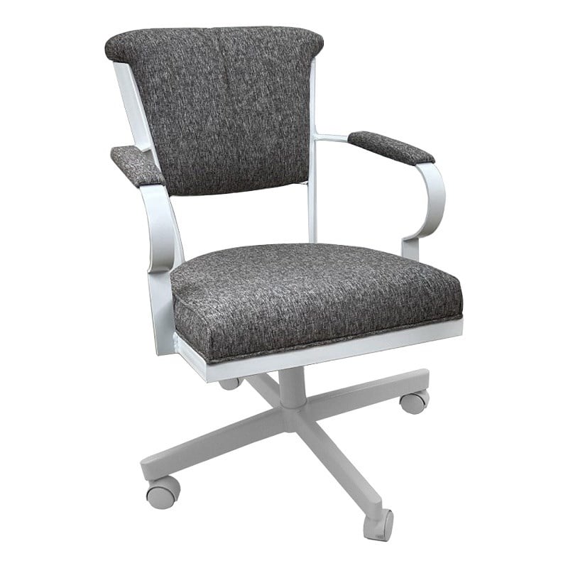 Tobias Designs Swivel Fabric & Metal Caster Dining Chair Miami in Gray/White