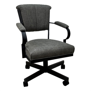 Tobias Designs Swivel Fabric & Metal Caster Dining Chair in Northwest/Black