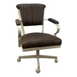 Tobias Designs Swivel Fabric & Metal Caster Dining Chair in Whiskey/Beige