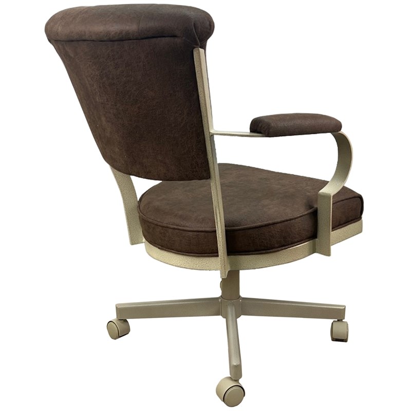 Tobias Designs Swivel Fabric & Metal Caster Dining Chair in Whiskey/Beige