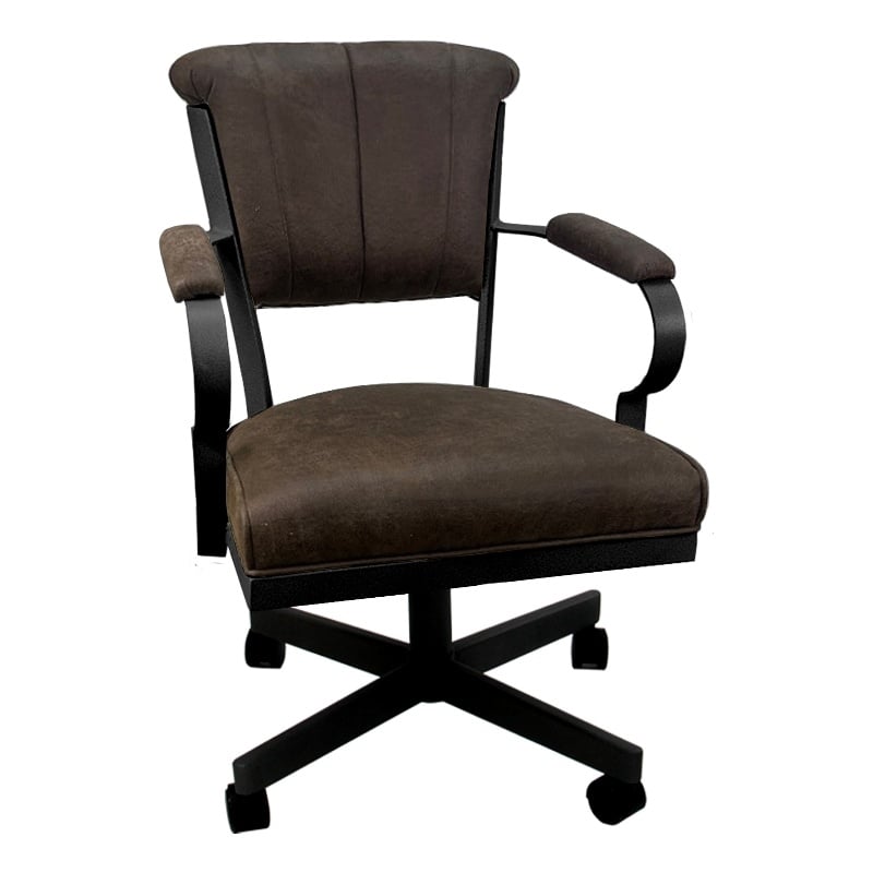 Tobias Designs Swivel Fabric & Metal Caster Dining Chair in Whiskey/Black