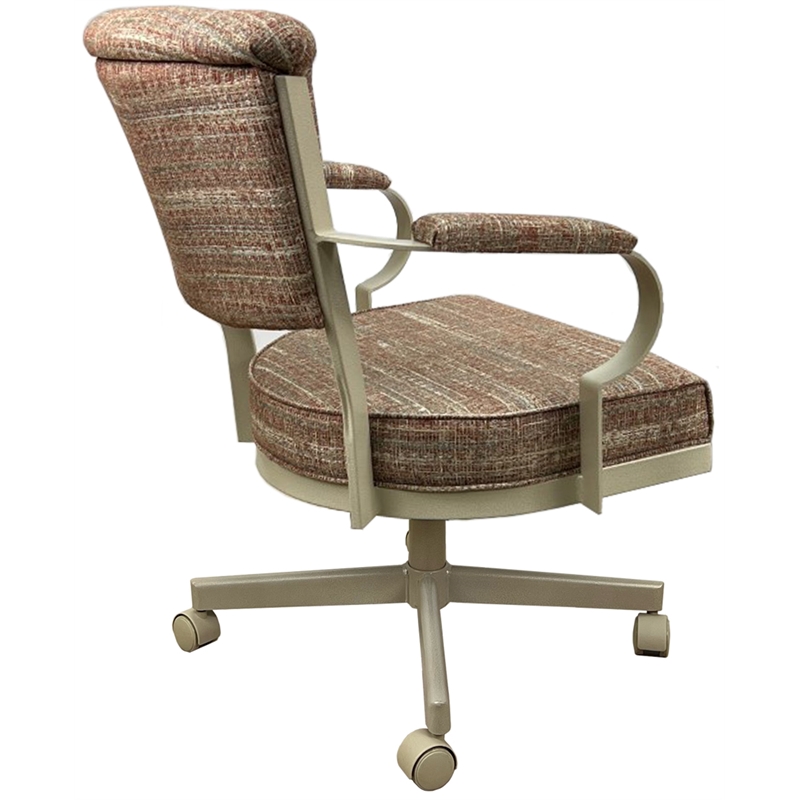 Tobias Designs Swivel Fabric & Metal Caster Dining Chair in Watusi Madder/Beige