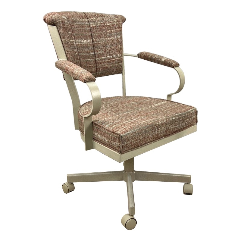 Tobias Designs Swivel Fabric & Metal Caster Dining Chair in Watusi Madder/Beige