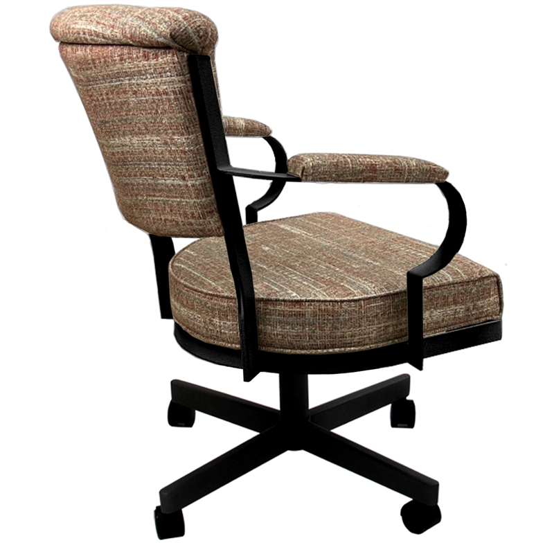 Tobias Designs Swivel Fabric & Metal Caster Dining Chair in Watusi Madder/Black