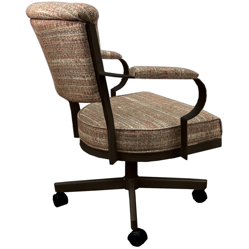 Tobias Designs Swivel Fabric & Metal Caster Dining Chair in Watusi Madder/Brown