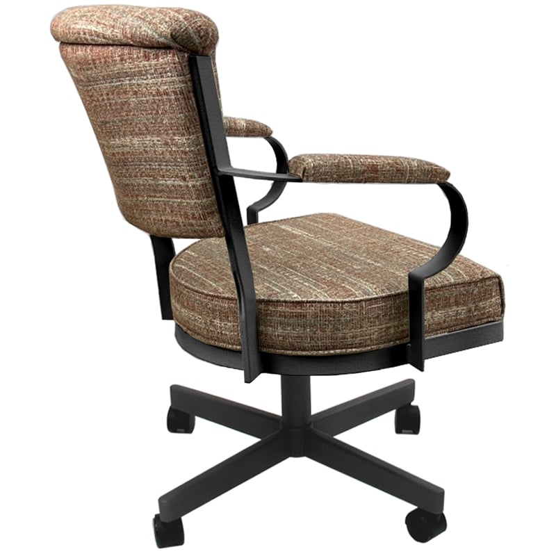 Tobias Designs Swivel Fabric & Metal Caster Dining Chair in Watusi Madder/Gray