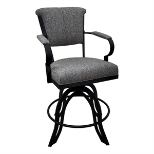 Tobias Designs Counter 26&quotH Fabric/Metal Bar Stools on A Base in Black/Gray