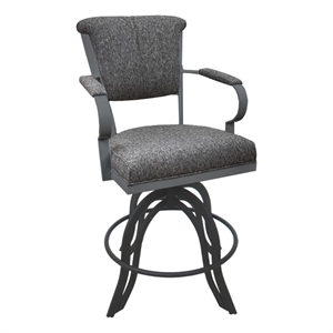 Tobias Designs Counter 26&quotH Metal/Fabric Bar Stools on A Base in Gray
