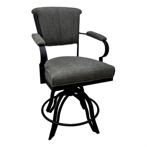 Tobias Designs Miami Counter 26&quotH Fabric & Metal Bar Stools on A Base in Black