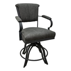 Counter Stools 26&quot Seat - Miami on A Base - Dark Gray Fabric - Gray Metal