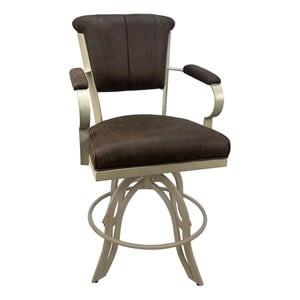 Swivel Tilt Counter Stool 26&quot Seat - Miami - Tobacco Fabric - Beige Metal