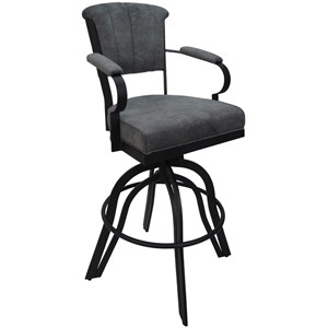 Tobias Designs Miami 30&quot Fabric & Metal Bar Stools on A Base in Black/Gray