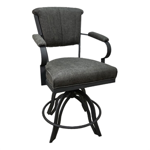 Tobias Designs Miami 30&quotH Fabric & Metal Bar Stools on A Base in Gray