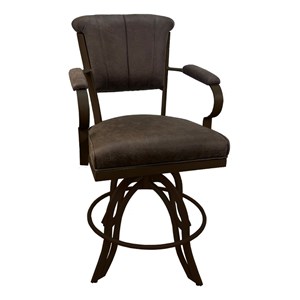 Tobias Designs Miami 30&quotH Fabric & Metal Bar Stools on A Base in Black/Brown
