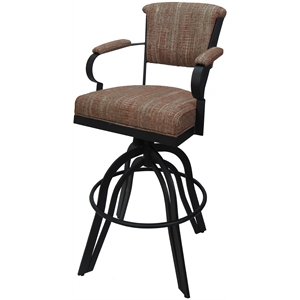 Tobias Designs Miami 30&quotH Fabric & Metal Bar Stools on A Base in Brown/Black