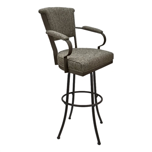 Tobias Designs Miami Extra Tall 34&quotH Fabric/Metal Bar Stools in Driftwood/Brown