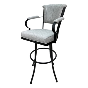 Tobias Designs Miami Extra Tall 34&quot Fabric & Metal Bar Stools in Slate/Black