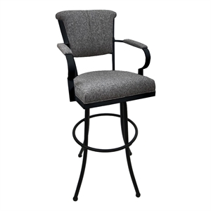 Tobias Designs Miami Extra Tall 34&quot Fabric Metal Bar Stools in Gray/Black
