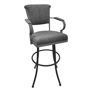 Tobias Designs Miami Extra Tall 34&quot Fabric & Metal Bar Stools in Gray